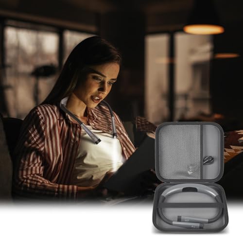 Image of GWCASE Hard Carrying Case for Glocusent for Vekkia LED Neck Reading Lights | Shock-Resistant EVA Shell, Mesh Pocket for Cable, Keep Small Gear Neat for Bedtime Reading, Crochet, Travel, Grey, Box Only