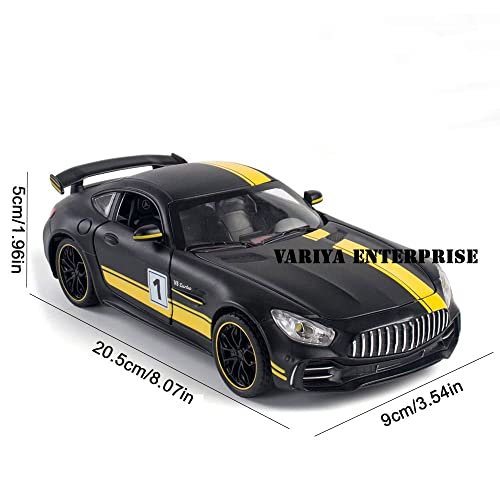 Image of Metal Pull Back Diecast Car 1:24 Big Mercedes Benz Amg Gtr Pull Back Car Model With Sound Light Boys Gifts Toys For Kids?Pack Of 1?,Multicolor