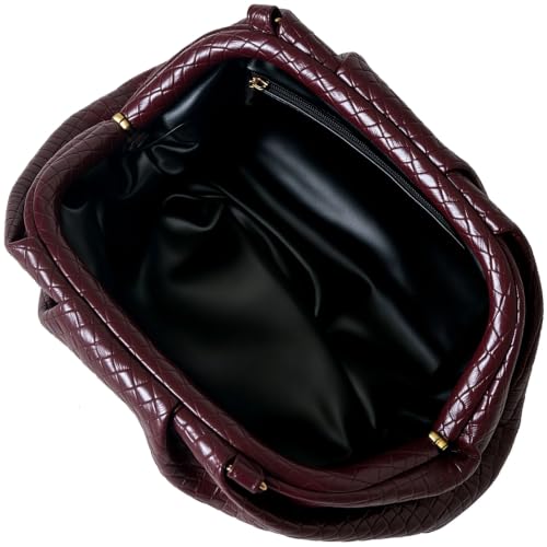Image of Women's Woven Evening Bag Ruched Dumpling Clutch Purse Detachable Chain Crossbody Bag