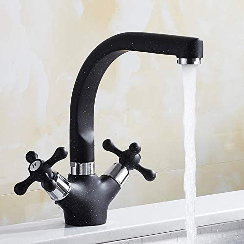 Robinet d'évier rétro en cuivre noir avec aérateur orientable