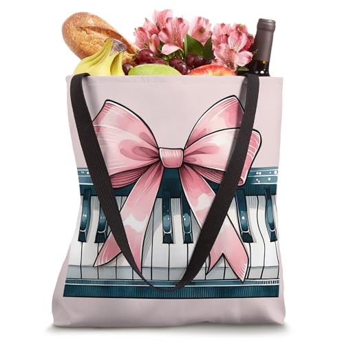 Bolso tote para mamá pianista, estilo coquette con lazo, rosa, para Día de la Madre miniatura 4