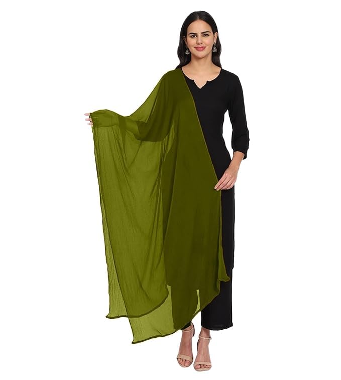gurusoami Women's Plain Solid Dupatta/Skarf/Stall Size 2.25 Meters With Lace Casual Use For Women/Girls-picture-20