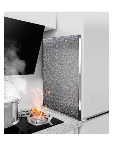 Protector térmico de aluminio para estufa de gas y parrilla – Pantalla de salpicaduras de 70 x 60 cm y protector de aceite, tipo soporte, máxima seguridad y aislamiento de cocina