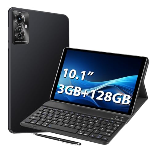 Image of 10.1inch Android 8.1 Tablet, 8-Core Tablet PC with Keyboard & Cases, 3GB+128GB(TF 256G), Dual 4G SIM, T860 GPU, BT5.0, GPS, WiFi 5, Face Unlock, Dual Cameras, 5000mAh Battery (Black, 3)