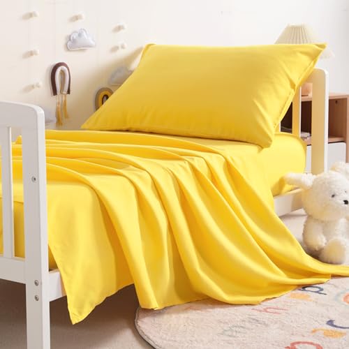 NTBAY Toddler Microfiber Sheet Set, 3 Piece, Yellow