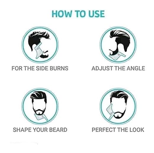 Image of Beard Shaping Tool with Comb, Black, Grooming Template Guide for Home and Salon Use