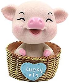 Cute Basket Pig Car Dashboard Decoration Car Interior Ornament Home Office Desk Decorative (Basket Pig-B)