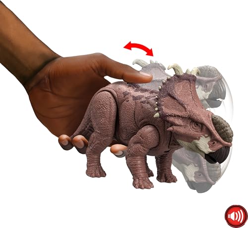 Mattel Jurassic World: Dinocaos Theory Netflix - Pachyrhinosaurus Wild Roar Toy Dinosaur Action Figure That Emits Sounds, Epic Evolution Series, Gift, 4 Years, HTK72