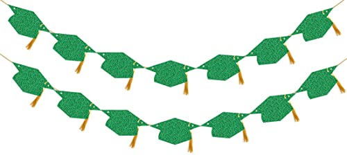 Image of Graduation Decorations Class of 2026 Pre - Strung Glitter Congrats Grad Graduation with Tassel Party Congratulations Banner Decor College High School Graduation Party Favors Green