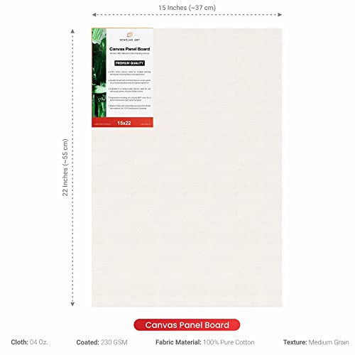 Image of Scholar Art Hobby Series 04 Oz (230 GSM) 100% Cotton Canvas Panel Board for Painting (White Blank Canvas Boards for Acrylic Paint, Oil Paint, Wet & Dry Media) | 15 inchx22 inch (37.5x55 cm), Pack of 6