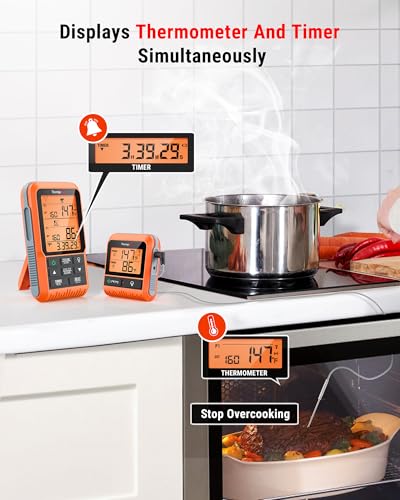 Image of TempPro TP826 500FT Wireless Meat Thermometer, Dual Meat Probe Cooking Thermometer with HI /Low Alert, Food Grill Temperautre Probe for BBQ, Smoker, Oven, Grilling Gift (Previously ThermoPro)
