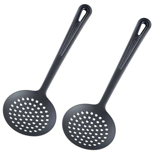 Westmark 2 espumaderas/cucharones/coladores Gentle – ideal para desnatar/gotear y retirar de la sartén o olla, longitud 32,2 cm, – negro, 285022E3