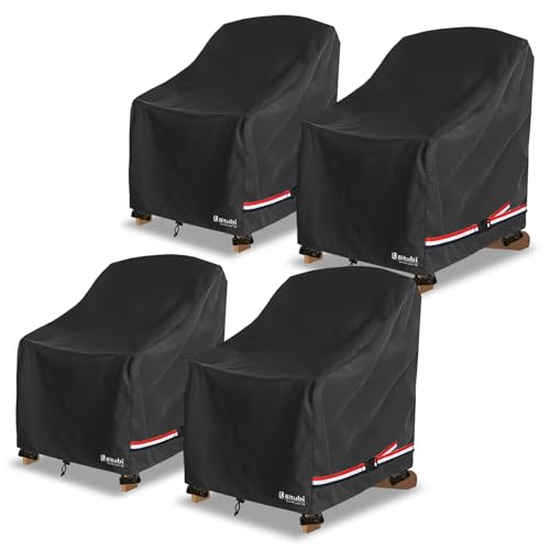 Image of Bitubi Waterproof 4 Pack Patio Adirondack Chair Cover for Outdoor Chair Size Up to 35W x 37D x 36H inch,Outdoor Lawn Patio Furniture Covers (Black)