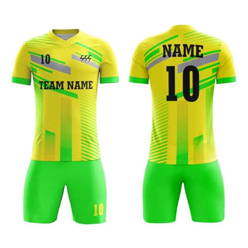 Gaosusu Personalized Boy Soccer Training Sweatshirt V Neck for Running, Yellow