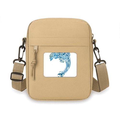 Mini sac à bandoulière bleu océan et dauphin brodé pour mobile