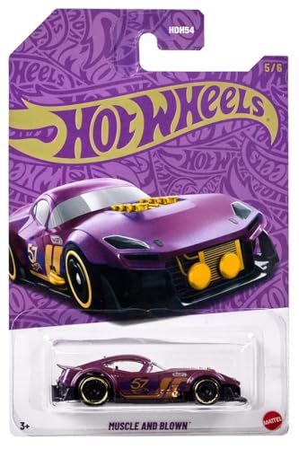 Image of Hot Wheels Muscle and Blown, 1:64 Scale Die-Cast Vehicle with Purple- & Gold-Colored Deco to Celebrate HW 57th Anniversary (Styles May Vary)