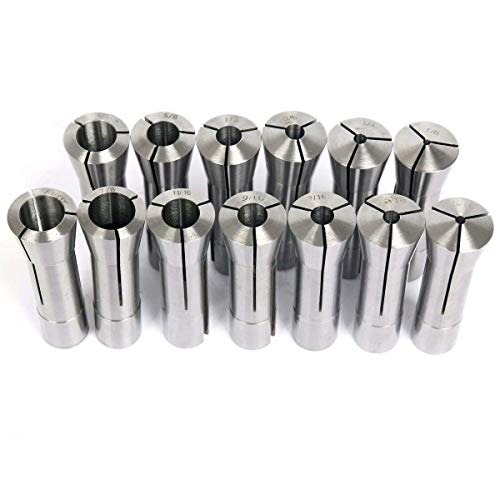 8MILELAKE 13pcs 1/8-7/8 inches Precision R8 Collets Set Mill Chuck Holder Kit
