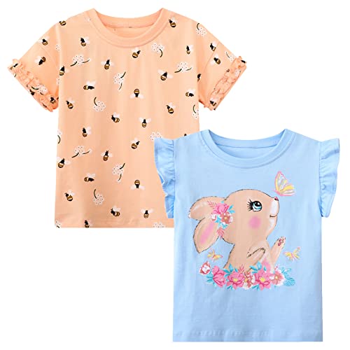 Toddler Baby Girl T-Shirts Short Sleeve Tee Shirts Easter Graphic Summer Cotton Casual Crewneck Tops Shirts 2-Packs Sets