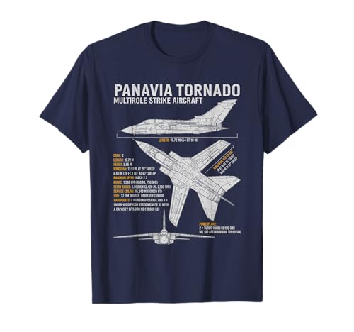 Aviation Geeks Store - Tornado Jet Fighter Aircraft Airplane Blueprint Warplane T-Shirt - Herren - Blau - S
