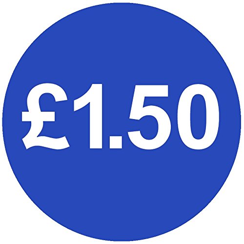 £ Bright Blue Price Stickers - 13mm, £1.50, 1000