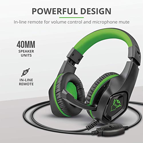 Trust GXT 404G Rana Cuffie Gaming per Xbox One, Potenti Unità Altoparlanti Attive da 40 mm, Verde - Cuffia gaming - Immagine 1