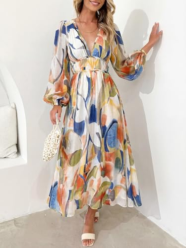 Image of Maxigerui Women's Long Sleeve Floral Maxi Dress 2026 Spring Summer Wedding Guest Dress