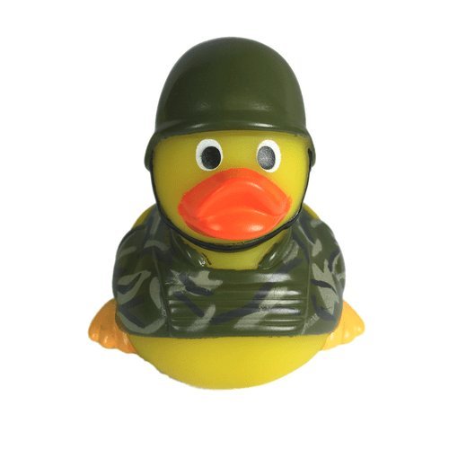 3" Rubber Duck [Sealed Hole, Floats Upright] - Baby Safe Bathtub Bathing Toy - Soldier Rubber Duck