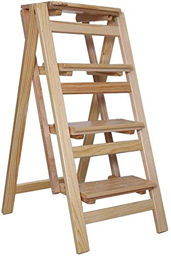 Taburete de escalada para interiores seguro con peldaños de madera de nogal