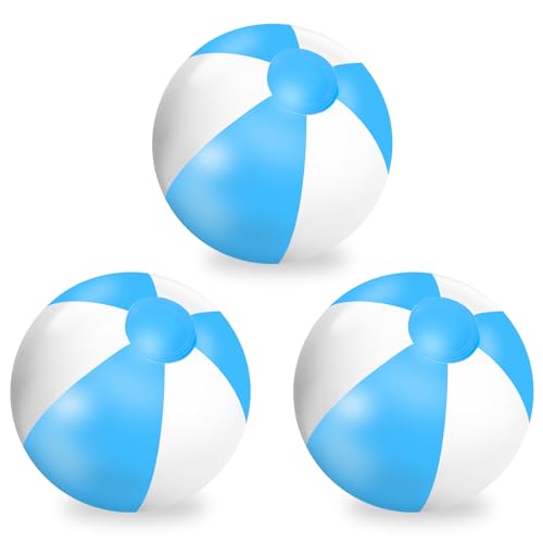 Whaline 3Pcs Inflatable Beach Ball 16'' Round Pool PVC Balls Cute Game Toys for Summer Hawaiian Tropical Theme Beach Party Decor