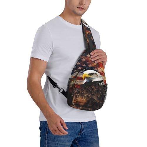 Mochila tipo sling bandolera bandera americana miniatura 7