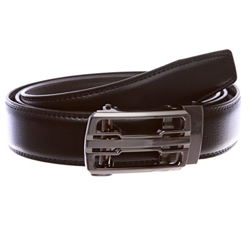 Men's s Automatic Buckle Cut-to-Fit Slide Ratchet Feather Edged Dress Belt