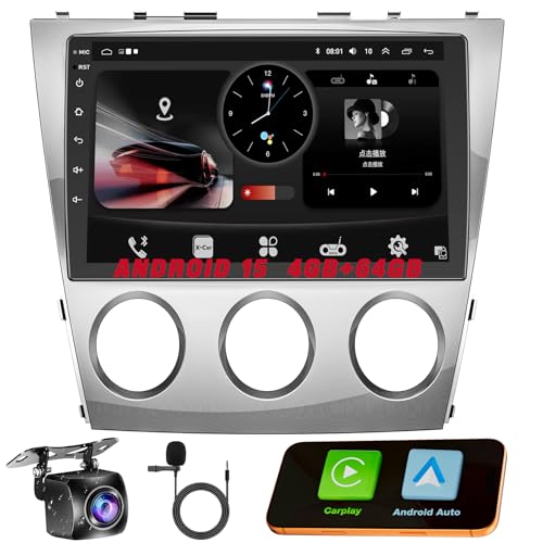(8Core + 64GB) 10.1 Inch QLED Touch Screen Car Radio for Toyota Camry (2006-2011 with Manual A/C) with Carplay and Android Auto Android 15 Camry Stereo Support Bluetooth WiFi GPS FM Radio
