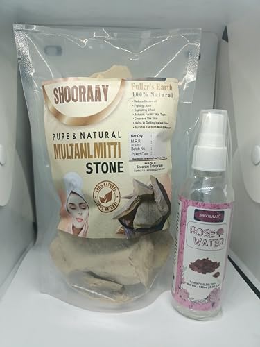Image of Natural Multani Mitti | Stone Form | Fuller's Earth /Calcium Bentonite Clay | for All Skin Type | Face Pack With 100ml Rose Water (Multani Mitti 1800 gm)