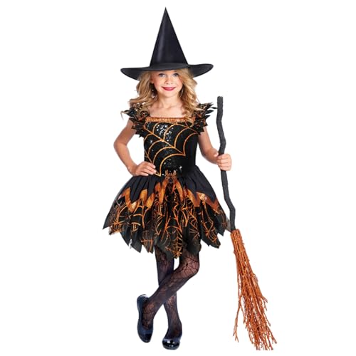 amscan CAT01 - Costume Enfant Sorcière Noir & Orange 3-4 Ans
