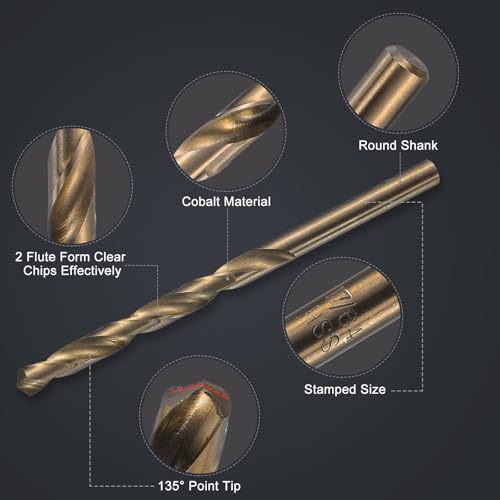 QUARKZMAN Metallbohrer, Ø 6,7 mm M35 Edelstahlbohrer, HSS Spiralbohrer für Metall, Stahl, Aluminium, Kunststoff, Holz