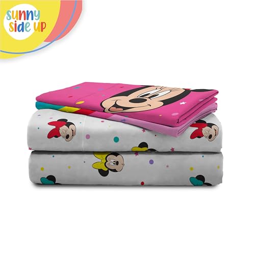 Image of Sunny Side Up Disney Minnie Mouse Full Sheet Set - 4 Piece Kids Bedding Set Includes Pillow Cover - Super Soft Rainbow Dots Microfiber Sheets
