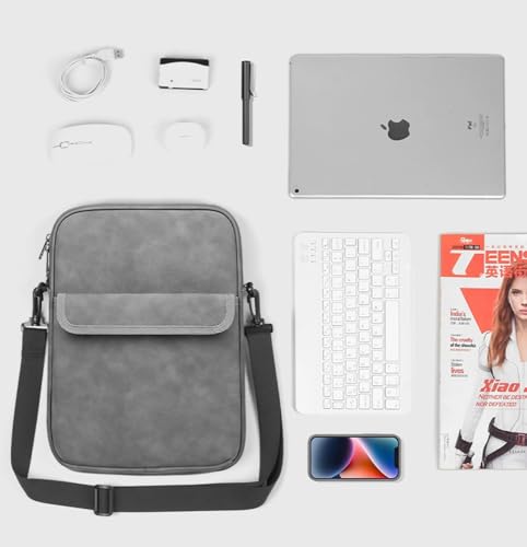 Image of ProElite Tablet Sleeve Bag Upto13 inch for iPad Air 13 /Pro 13 /Pro 12.9 Galaxy Tab S7 /S8 /S9 Plus /S7 /S9 FE Plus 12.4 inch, Lenovo Tab P12, idea tab pro, Yoga Tab Plus, Handle with Shoulder Strap, Dark Grey