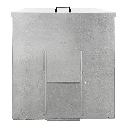 Carbonera 250kg 390L de Acero Galvanizado Inoxidable a Prueba de Roedores Almacenamiento Combustible Depósito de Carbón Leñero Almacén con Puerta Corredera Tapa Abisagrada y Pala de Carbón GRATIS