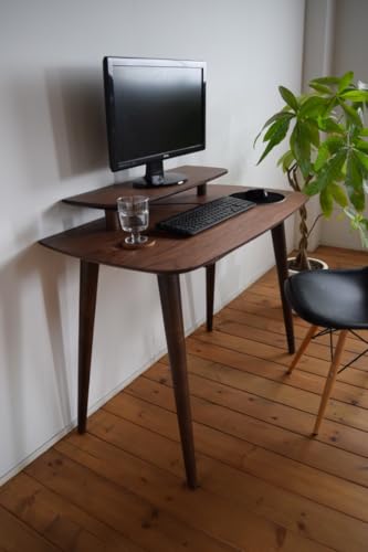 Amazon | 幅100cmロトンドデスク (ウォールナット材） | パソコン