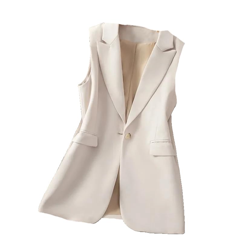 ORDOBO Chaleco De Traje De Mujer - Elegante Traje Formal para Mujer, Chaleco, Blazer para Mujer, Abrigo Informal para Primavera Y Verano, Chaqueta Sin Mangas, Solapa con Bolsillos, Tops De Oficina