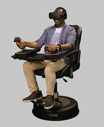 Image of Roto VR Motorized Interactive Gaming Chair Plus Accessories Bundle - Fully Immersive Technology - Auto Turns Where You Look - Ergonomic Virtual Reality Games Chair for Use with VR Headsets - Black