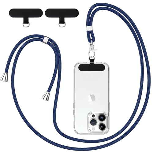 Knrlqim Cordon Telephone Portable Universelle avec 2 Patchs, Réglable Collier Lanière de Téléphone Portable 1,6m Adjustable, Compatibles avec Plupart des...