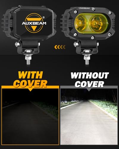 Image of Auxbeam R4 Series 4 Inch LED Square Black Protective Pod Light Covers | Quick Snap-On Installation, Premium Polycarbonate Covers, Waterproof, Protects Against Dust, Debris & Impacts, 2-Pack