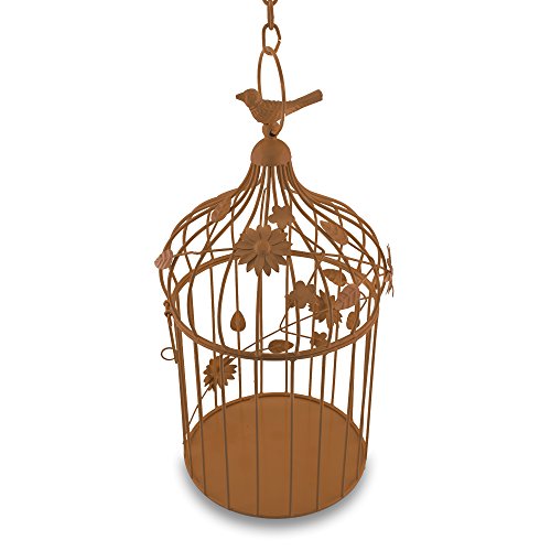 Image of Homesake Decorative Large Copper Hanging Lantern with Floral Vine & Chain, Metal Tealight Candle Holder for Home Decor, Diwali Decoration, Balcony, Living Room, Return Gifts for Pooja