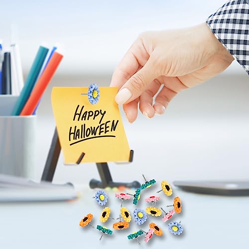image for Dorbetar 40Pcs Push Pins, Thumb Tacks for Bulletin Board, Flower Decor