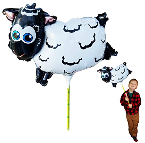 Ballooniacs - Sheep Balloons from Deluxebase. Colorful Air Filled Inflatable Animals with Stick. Kids Party Supplies and Event Decorations, No Helium Required.
