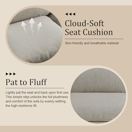 Image of 211.6 inch Cloud Modular Sectional Sofa,Light Beige Down Filled Sofa 5 Seat,Minimalist Sofa Cover Washable and Replaceable Couches for Living Room,Sectional Sofa Deep Seat