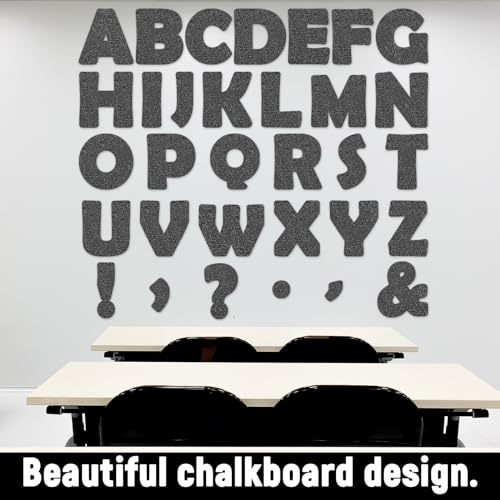 Image of Qyeahkj 150 PCS Large 6 inch Font Letters and Punctuation Set Glitter Gray Classroom Alphabet Cutout for Bulletin Board Display Home School A Great Helper to Inspire Students' Learning Interest