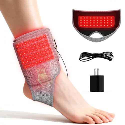 Red Light Therapy for Ankle, Adjustable Ankle Wrap with 3 Heat Levels, Infrared Light Therapy for Body Feet Heel, Ideal Gifts for Women & Men