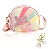 ZhouWei Borsetta Bambina, Tracolla Regolabile Borsa a Tracolla Bambina con Portachiavi Arcobaleno Borsetta Ragazza Borsette Bimba Arcobaleno Portafoglio Bimba per 3-10 Anni